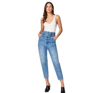 BLANKNYC Paperbag Elastic Waist High Rise Denim Jeans, Size 26
